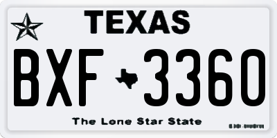 TX license plate BXF3360