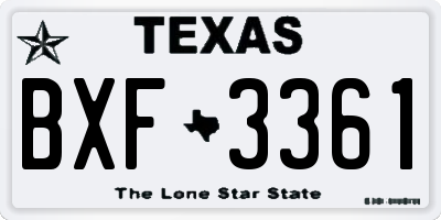 TX license plate BXF3361