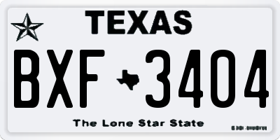 TX license plate BXF3404