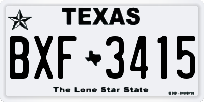 TX license plate BXF3415