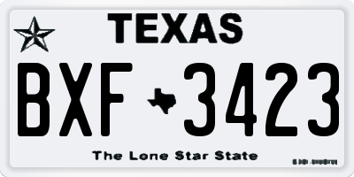 TX license plate BXF3423