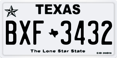 TX license plate BXF3432