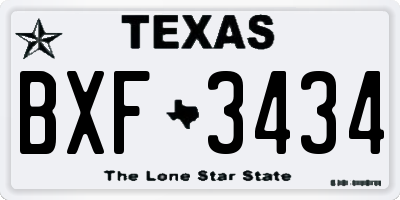TX license plate BXF3434