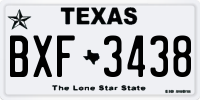 TX license plate BXF3438