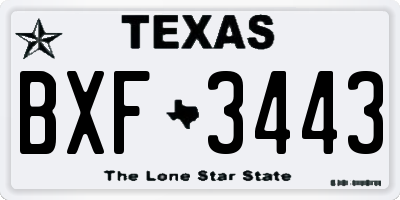 TX license plate BXF3443