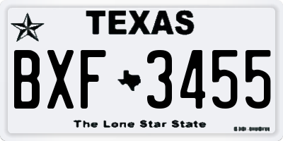 TX license plate BXF3455