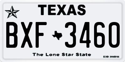 TX license plate BXF3460