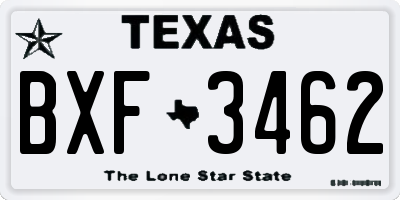 TX license plate BXF3462