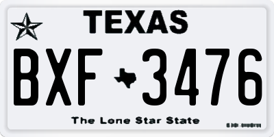 TX license plate BXF3476
