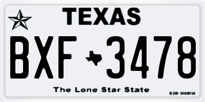 TX license plate BXF3478