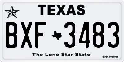 TX license plate BXF3483