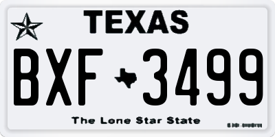 TX license plate BXF3499