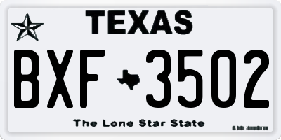 TX license plate BXF3502