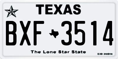 TX license plate BXF3514