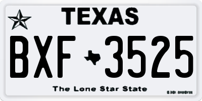 TX license plate BXF3525
