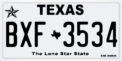 TX license plate BXF3534