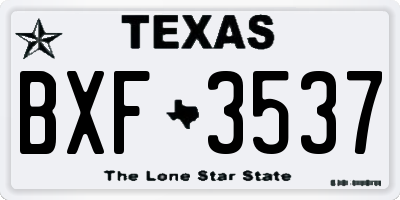 TX license plate BXF3537
