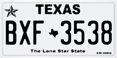 TX license plate BXF3538
