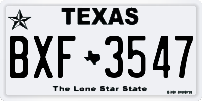 TX license plate BXF3547