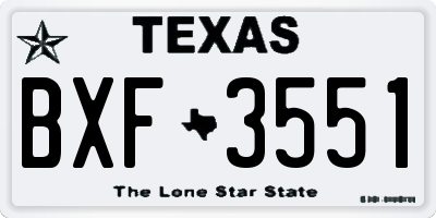 TX license plate BXF3551