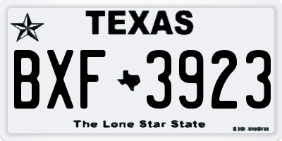 TX license plate BXF3923