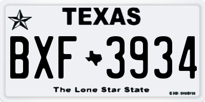 TX license plate BXF3934