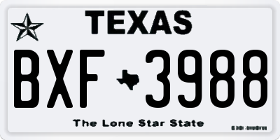 TX license plate BXF3988