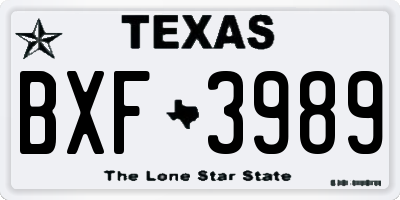 TX license plate BXF3989