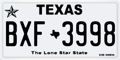 TX license plate BXF3998