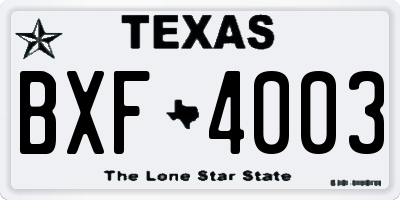 TX license plate BXF4003