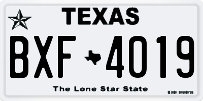 TX license plate BXF4019