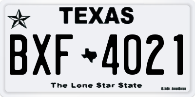 TX license plate BXF4021