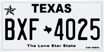 TX license plate BXF4025