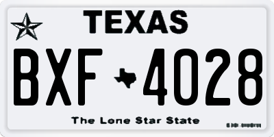 TX license plate BXF4028