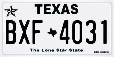 TX license plate BXF4031