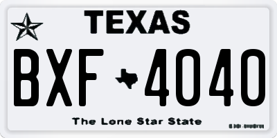 TX license plate BXF4040