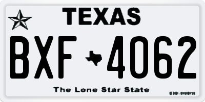 TX license plate BXF4062