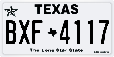 TX license plate BXF4117