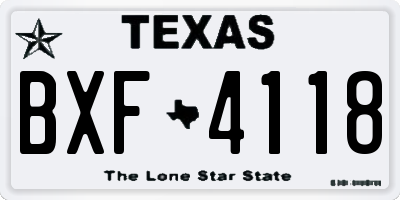 TX license plate BXF4118
