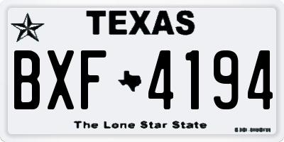 TX license plate BXF4194