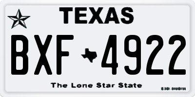 TX license plate BXF4922