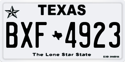 TX license plate BXF4923