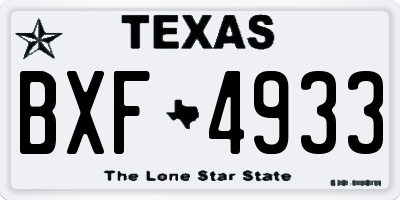 TX license plate BXF4933