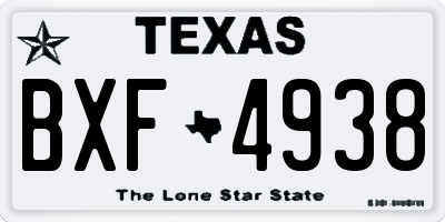 TX license plate BXF4938