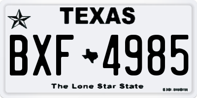 TX license plate BXF4985