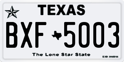 TX license plate BXF5003