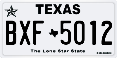 TX license plate BXF5012