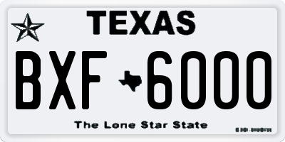 TX license plate BXF6000