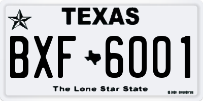 TX license plate BXF6001