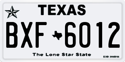 TX license plate BXF6012